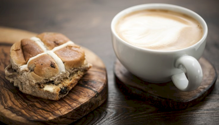 coffee hot cross bun